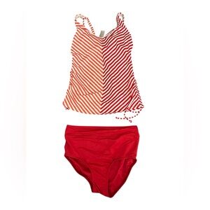 NWT Linea Aqua Red Striped Tankini Set